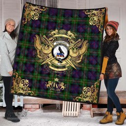 Scottish MacDonell of Glengarry 03 Clan Tartan Quilt - Military Logo Style Scottish Plaid Tartan Plaid