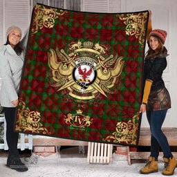 Scottish MacDonell of Keppoch 03 Clan Tartan Quilt - Military Logo Style Scottish Plaid Tartan Plaid