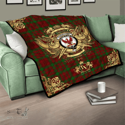 Scottish MacDonell of Keppoch 03 Clan Tartan Quilt - Military Logo Style Scottish Plaid Tartan Plaid