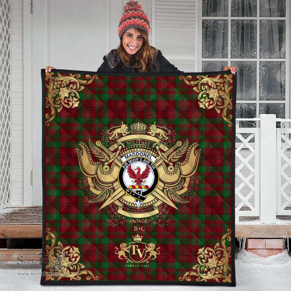 Scottish MacDonell of Keppoch 03 Clan Tartan Quilt - Military Logo Style Scottish Plaid Tartan Plaid