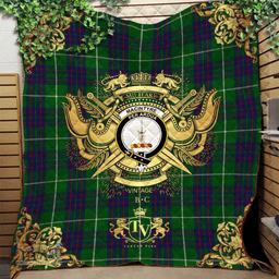 Scottish MacIntyre Hunting Clan Tartan Quilt - Military Logo Style Scottish Plaid Tartan Plaid