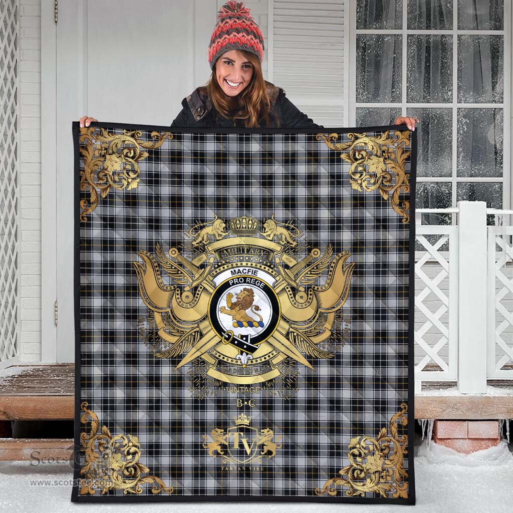 Scottish MacFie of Colonsay Dress Clan Tartan Quilt - Military Logo Style Scottish Plaid Tartan Plaid