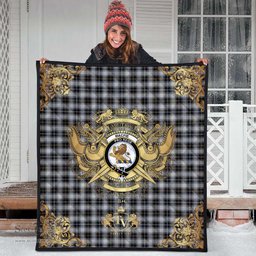 Scottish MacFie of Colonsay Dress Clan Tartan Quilt - Military Logo Style Scottish Plaid Tartan Plaid
