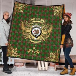 Scottish MacKinnon Hunting Modern Clan Tartan Quilt - Military Logo Style Scottish Plaid Tartan Plaid