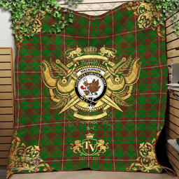 Scottish MacKinnon Hunting Modern Clan Tartan Quilt - Military Logo Style Scottish Plaid Tartan Plaid