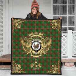 Scottish MacKinnon Hunting Modern Clan Tartan Quilt - Military Logo Style Scottish Plaid Tartan Plaid