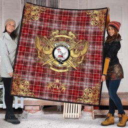 Scottish MacDougal Dress Clan Tartan Quilt - Military Logo Style Scottish Plaid Tartan Plaid