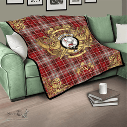 Scottish MacDougal Dress Clan Tartan Quilt - Military Logo Style Scottish Plaid Tartan Plaid