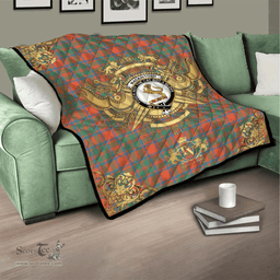 Scottish MacKintosh Ancient Clan Tartan Quilt - Military Logo Style Scottish Plaid Tartan Plaid