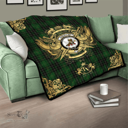 Scottish MacAulay Hunting Clan Tartan Quilt - Military Logo Style Scottish Plaid Tartan Plaid