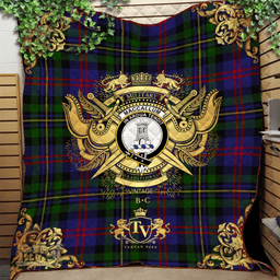 Scottish MacCallum of Berwick Clan Tartan Quilt - Military Logo Style Scottish Plaid Tartan Plaid