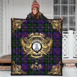 Scottish MacCallum of Berwick Clan Tartan Quilt - Military Logo Style Scottish Plaid Tartan Plaid