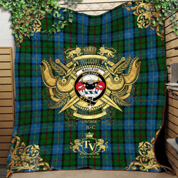 Scottish MacLeod of Assynt Clan Tartan Quilt - Military Logo Style Scottish Plaid Tartan Plaid