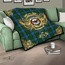 Scottish MacLeod of Assynt Clan Tartan Quilt - Military Logo Style Scottish Plaid Tartan Plaid