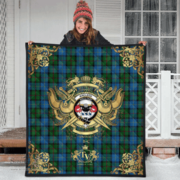 Scottish MacLeod of Assynt Clan Tartan Quilt - Military Logo Style Scottish Plaid Tartan Plaid