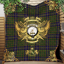 Scottish MacMillan Hunting Modern Clan Tartan Quilt - Military Logo Style Scottish Plaid Tartan Plaid