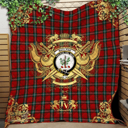 Scottish MacLaine of Lochbuie Coburn Clan Tartan Quilt - Military Logo Style Scottish Plaid Tartan Plaid