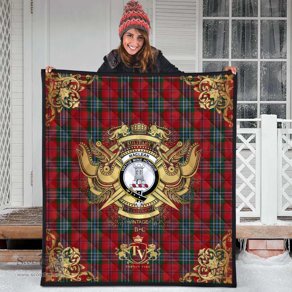 Scottish MacLean 03 Clan Tartan Quilt - Military Logo Style Scottish Plaid Tartan Plaid
