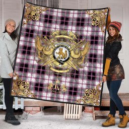 Scottish MacPherson Hunting Modern Clan Tartan Quilt - Military Logo Style Scottish Plaid Tartan Plaid