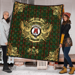 Scottish Macnaughton Hunting Clan Tartan Quilt - Military Logo Style Scottish Plaid Tartan Plaid