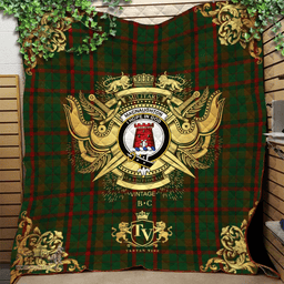 Scottish Macnaughton Hunting Clan Tartan Quilt - Military Logo Style Scottish Plaid Tartan Plaid