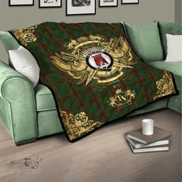 Scottish Macnaughton Hunting Clan Tartan Quilt - Military Logo Style Scottish Plaid Tartan Plaid
