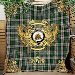 Scottish MacKenzie Hastie Clan Tartan Quilt - Military Logo Style Scottish Plaid Tartan Plaid