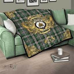Scottish MacKenzie Hastie Clan Tartan Quilt - Military Logo Style Scottish Plaid Tartan Plaid