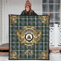 Scottish MacKenzie Hastie Clan Tartan Quilt - Military Logo Style Scottish Plaid Tartan Plaid