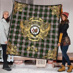 Scottish MacKinnon Dress Clan Tartan Quilt - Military Logo Style Scottish Plaid Tartan Plaid