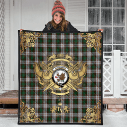 Scottish MacKinnon Dress Clan Tartan Quilt - Military Logo Style Scottish Plaid Tartan Plaid