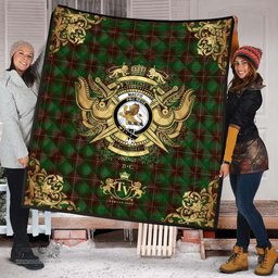 Scottish MacFie Hunting Clan Tartan Quilt - Military Logo Style Scottish Plaid Tartan Plaid