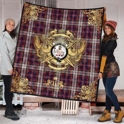 Scottish MacFarlane Dress Clan Tartan Quilt - Military Logo Style Scottish Plaid Tartan Plaid