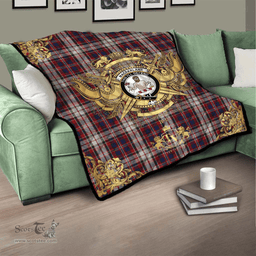 Scottish MacFarlane Dress Clan Tartan Quilt - Military Logo Style Scottish Plaid Tartan Plaid
