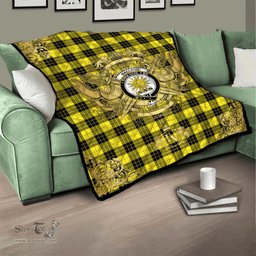 Scottish MacLeod of Lewis Modern Clan Tartan Quilt - Military Logo Style Scottish Plaid Tartan Plaid