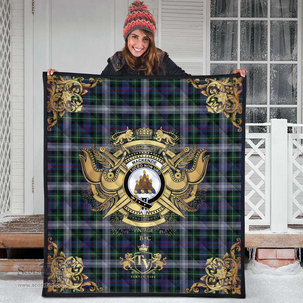 Scottish MacKenzie Dress 02 Clan Tartan Quilt - Military Logo Style Scottish Plaid Tartan Plaid