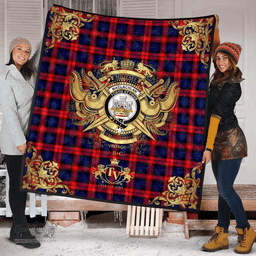 Scottish MacLachlan Modern Clan Tartan Quilt - Military Logo Style Scottish Plaid Tartan Plaid