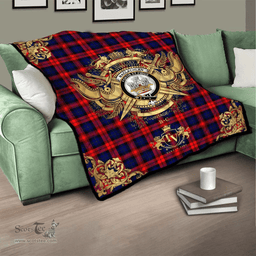 Scottish MacLachlan Modern Clan Tartan Quilt - Military Logo Style Scottish Plaid Tartan Plaid