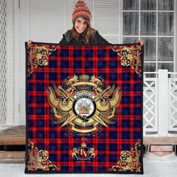 Scottish MacLachlan Modern Clan Tartan Quilt - Military Logo Style Scottish Plaid Tartan Plaid