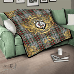 Scottish Macbain Dress Clan Tartan Quilt - Military Logo Style Scottish Plaid Tartan Plaid