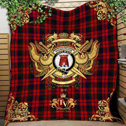 Scottish MacNaughton Logan Clan Tartan Quilt - Military Logo Style Scottish Plaid Tartan Plaid