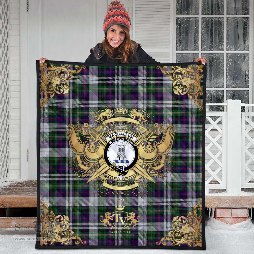 Scottish MacCallum (Malcolm) Dress 01 Clan Tartan Quilt - Military Logo Style Scottish Plaid Tartan Plaid