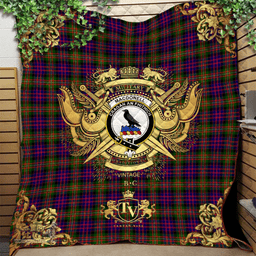 Scottish MacDonnell of Glengarry Modern Clan Tartan Quilt - Military Logo Style Scottish Plaid Tartan Plaid