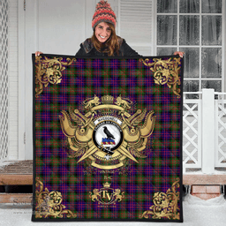 Scottish MacDonnell of Glengarry Modern Clan Tartan Quilt - Military Logo Style Scottish Plaid Tartan Plaid