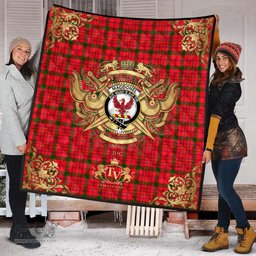 Scottish MacDonnell of Keppoch Modern Clan Tartan Quilt - Military Logo Style Scottish Plaid Tartan Plaid