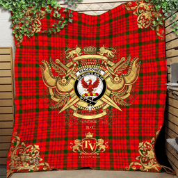 Scottish MacDonnell of Keppoch Modern Clan Tartan Quilt - Military Logo Style Scottish Plaid Tartan Plaid