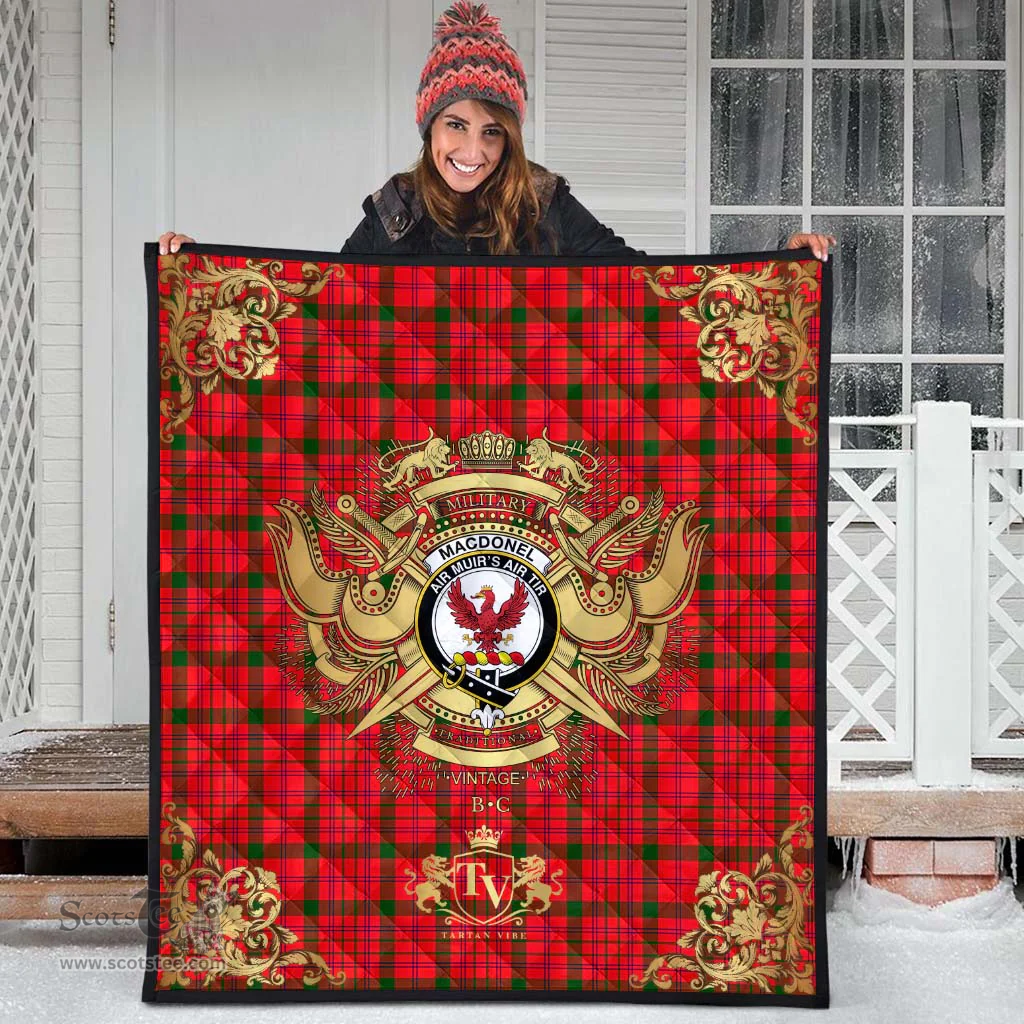 Scottish MacDonnell of Keppoch Modern Clan Tartan Quilt - Military Logo Style Scottish Plaid Tartan Plaid