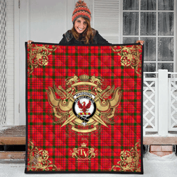 Scottish MacDonnell of Keppoch Modern Clan Tartan Quilt - Military Logo Style Scottish Plaid Tartan Plaid