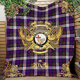 Scottish MacDonald Dress Modern Clan Tartan Quilt - Military Logo Style Scottish Plaid Tartan Plaid