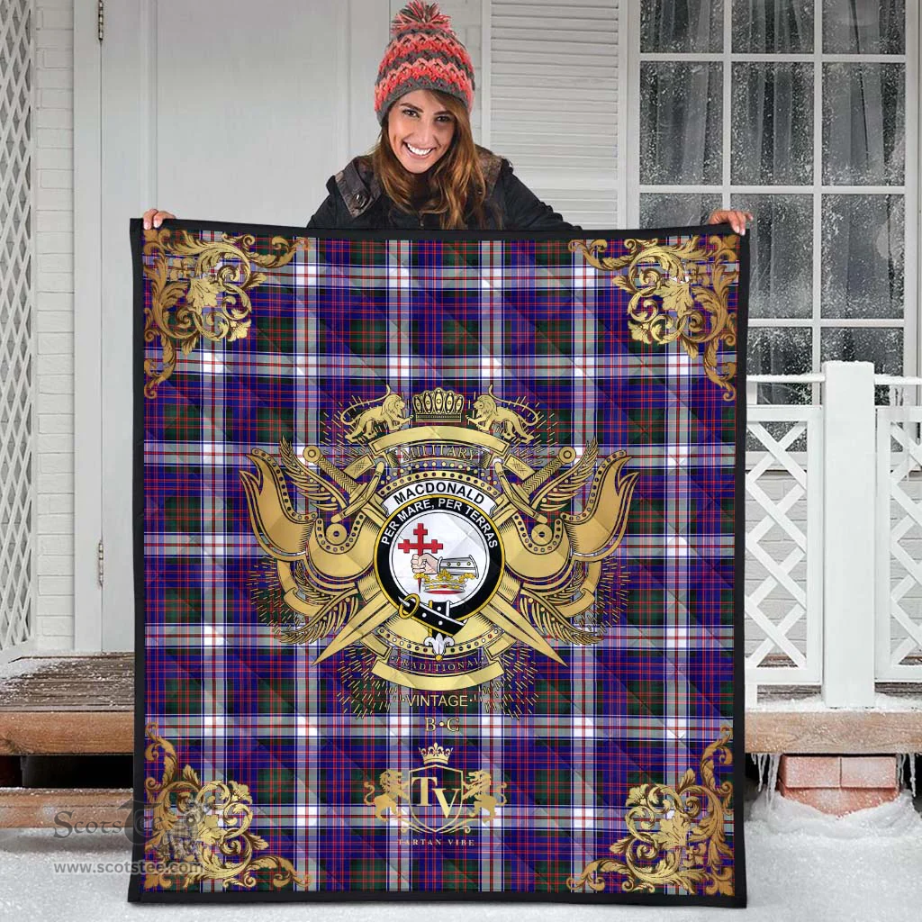 Scottish MacDonald Dress Modern Clan Tartan Quilt - Military Logo Style Scottish Plaid Tartan Plaid